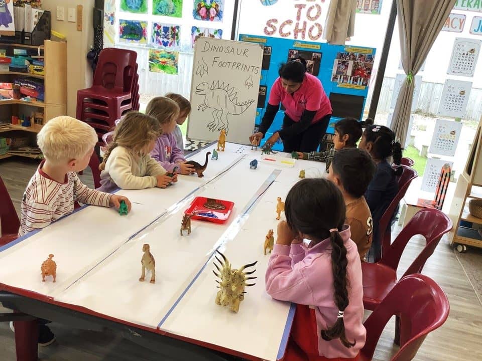 Aotea porirua children dinosaur footprints table activity