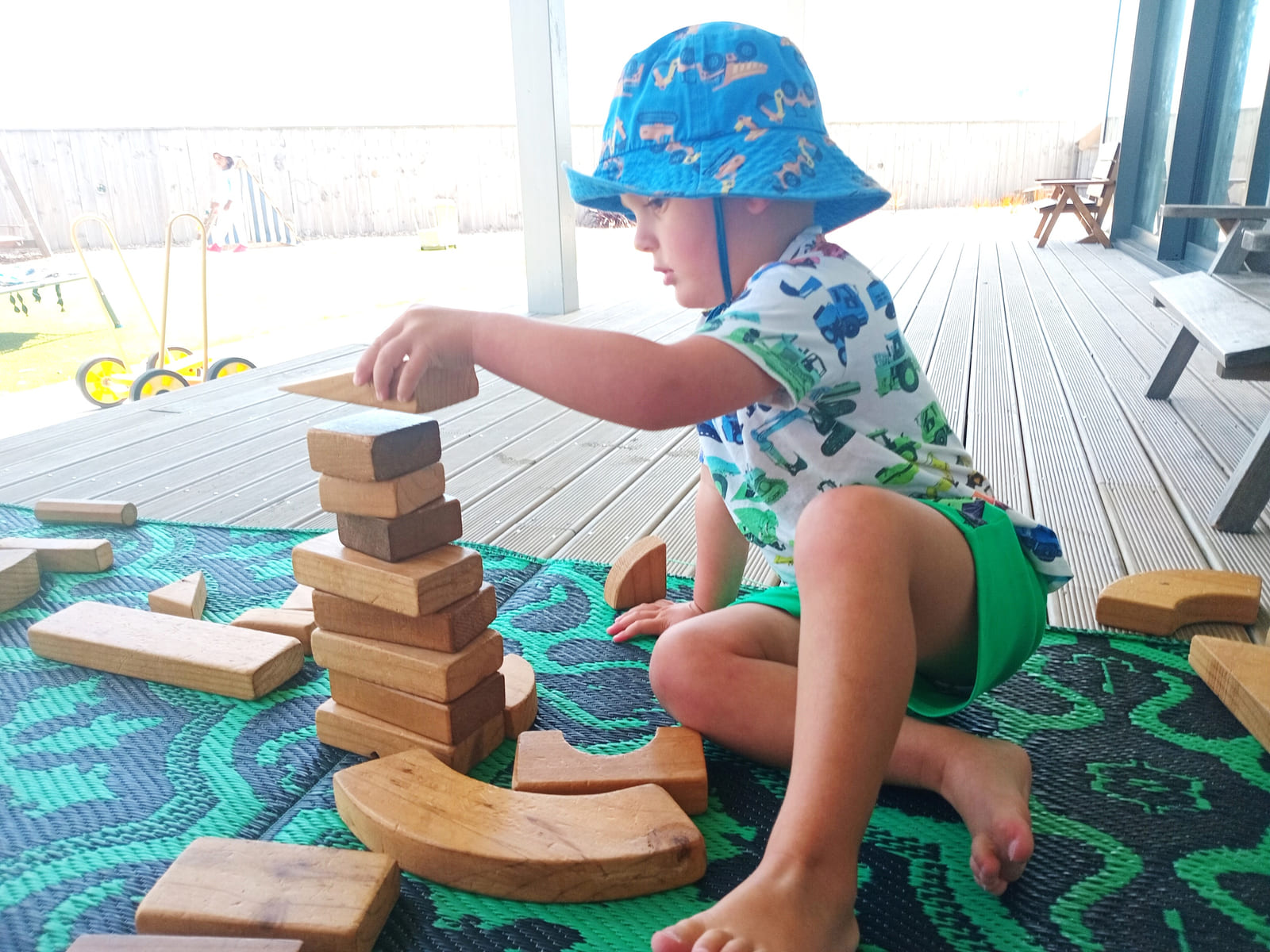 Aotea porirua toddler building wooden block tower